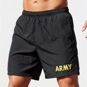 US Army Physical Fitness Uniform APFU Black Yellow Running Shorts Trunks Small